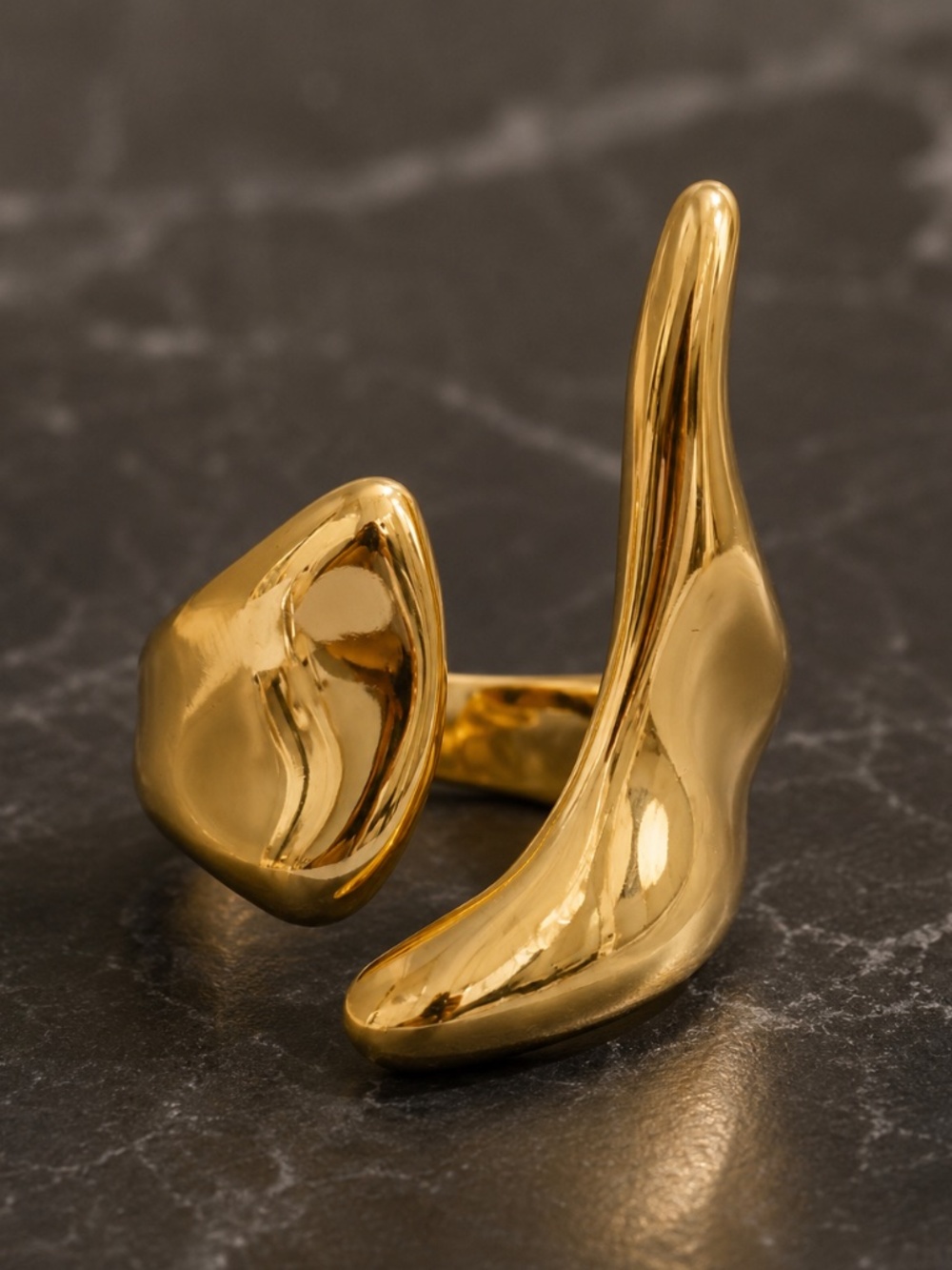Chunky Sculptural Gold Open Ring | Organic Statement Ring - Picture 6 of 7